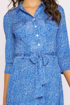 Emer Knee Length Shirt Dress In Blue Print -Moda Ulla Shop carraig donn emer knee length shirt dress in blue print 456884