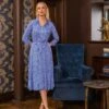 Emer Knee Length Shirt Dress In Blue Print -Moda Ulla Shop carraig donn emer knee length shirt dress in blue print 725161
