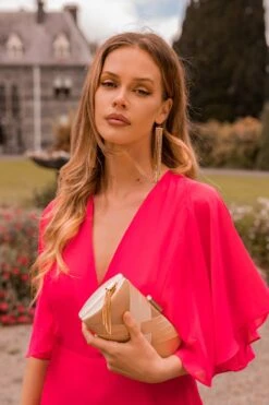 Fuchsia Angel Sleeve Dress -Moda Ulla Shop carraig donn fuchsia angel sleeve dress 519408