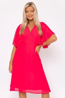 Fuchsia Angel Sleeve Dress -Moda Ulla Shop carraig donn fuchsia angel sleeve dress 690241