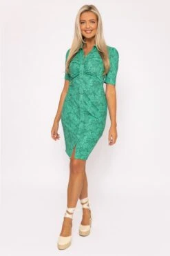 Green Floral Crinkle Dress -Moda Ulla Shop carraig donn green floral crinkle dress 194893