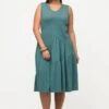 Ulla Popken Green Sleeveless Midi Dress