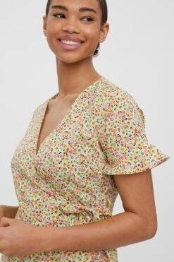 Vero Moda Henna Wrap Dress In Yellow -Moda Ulla Shop carraig donn henna wrap dress in yellow 181477