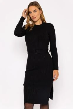 High Neck Rib Dress In Black 12 High Neck Rib Dress In Black -Moda Ulla Shop carraig donn high neck rib dress in black 915974