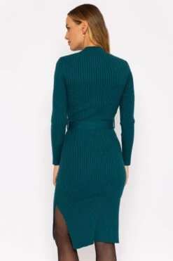 High Neck Rib Dress In Teal -Moda Ulla Shop carraig donn high neck rib dress in teal 410750