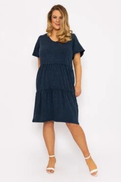 Ulla Popken Jersey Knee Length Dress In Navy -Moda Ulla Shop carraig donn jersey knee length dress in navy 243206