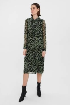 Vero Moda Kaya Shirt Dress In Green Print -Moda Ulla Shop carraig donn kaya shirt dress in green print 658054