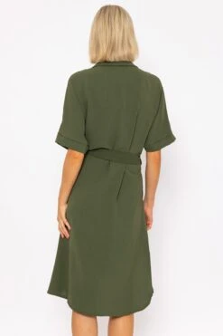 Khaki Green Belted Shirt Dress -Moda Ulla Shop carraig donn khaki green belted shirt dress 282340