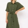 Khaki Green Belted Shirt Dress -Moda Ulla Shop carraig donn khaki green belted shirt dress 461982