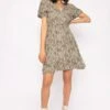 Kimberley Short Dress In Khaki Floral Print -Moda Ulla Shop carraig donn kimberley short dress in khaki floral print 690078