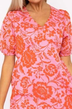 Luna Pink Print Midi Dress -Moda Ulla Shop carraig donn luna pink print midi dress 404664