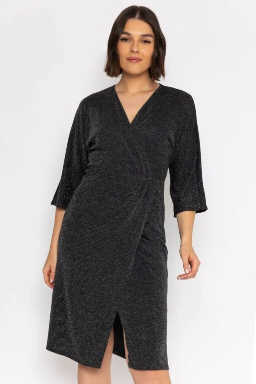 Lurex Wrap Dress In Black 6 Lurex Wrap Dress In Black -Moda Ulla Shop carraig donn lurex wrap dress in black 232018
