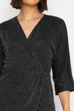 Lurex Wrap Dress In Black -Moda Ulla Shop carraig donn lurex wrap dress in black 685303