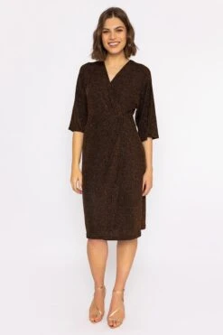 Lurex Wrap Dress In Bronze -Moda Ulla Shop carraig donn lurex wrap dress in bronze 434754