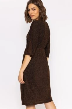 Lurex Wrap Dress In Bronze -Moda Ulla Shop carraig donn lurex wrap dress in bronze 444265