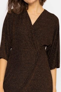 Lurex Wrap Dress In Bronze -Moda Ulla Shop carraig donn lurex wrap dress in bronze 869715