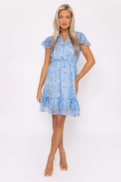 Maria Blue Printed Knee Dress
