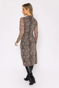 Mesh Midi Dress In Animal Print -Moda Ulla Shop carraig donn mesh midi dress in animal print 731867