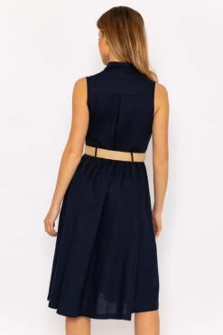 Navy Linen Sleeveless Shirt Dress -Moda Ulla Shop carraig donn navy linen sleeveless shirt dress 900154