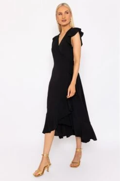 Moda Ulla Shop -Moda Ulla Shop carraig donn nicole midi wrap dress in black 760406