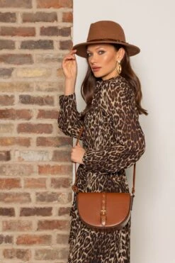 Pleated Midi Dress In Animal Print -Moda Ulla Shop carraig donn pleated midi dress in animal print 170064