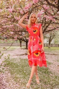 Poppy Floral Printed Midi Dress
