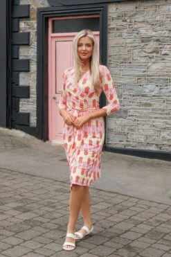 Printed Red Jersey Dress