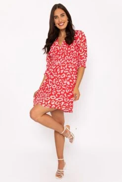 Sienna Red Knee Length Dress 17 Sienna Red Knee Length Dress -Moda Ulla Shop carraig donn sienna red knee length dress 227179