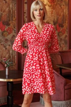 Sienna Red Knee Length Dress 13 Sienna Red Knee Length Dress -Moda Ulla Shop carraig donn sienna red knee length dress 239219