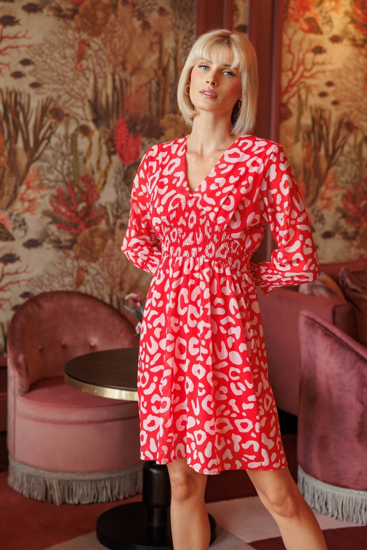 Sienna Red Knee Length Dress 4 Sienna Red Knee Length Dress - Image 2