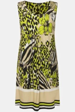 Ulla Popken Sleeveless Border Print Knee Length Dress -Moda Ulla Shop carraig donn sleeveless border print knee length dress 243215