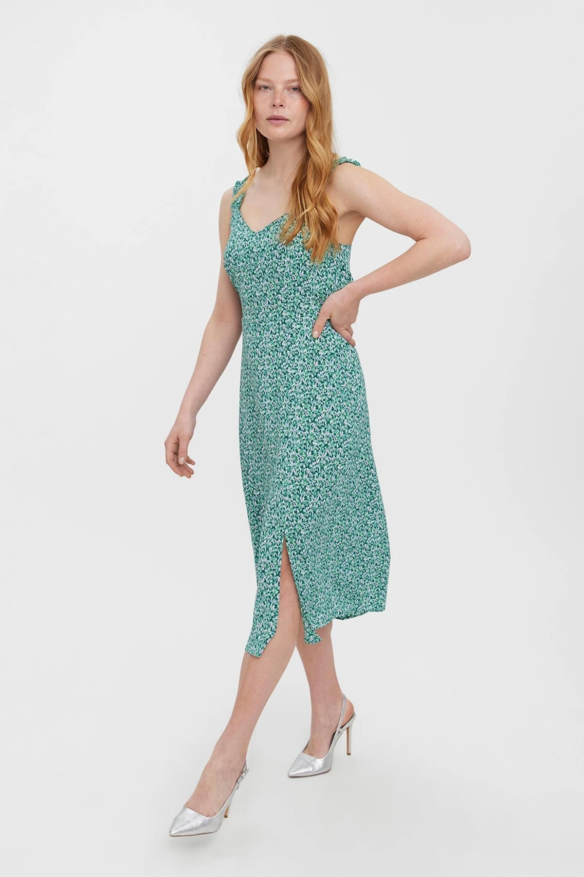 Vero Moda Sleeveless Dress In Green Print 5 Vero Moda Sleeveless Dress In Green Print - Image 3