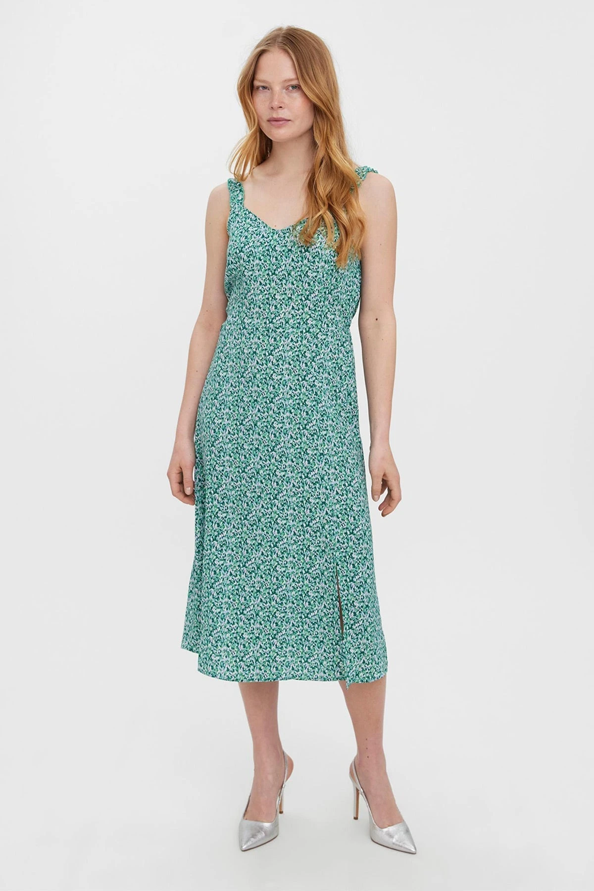 Vero Moda Sleeveless Dress In Green Print 3 Vero Moda Sleeveless Dress In Green Print