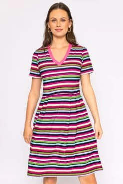 Stripe Jersey Dress In Multi -Moda Ulla Shop carraig donn stripe jersey dress in multi 105152