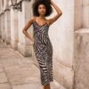 Valentina Midi Dress In Zebra Print -Moda Ulla Shop carraig donn valentina midi dress in zebra print 386003