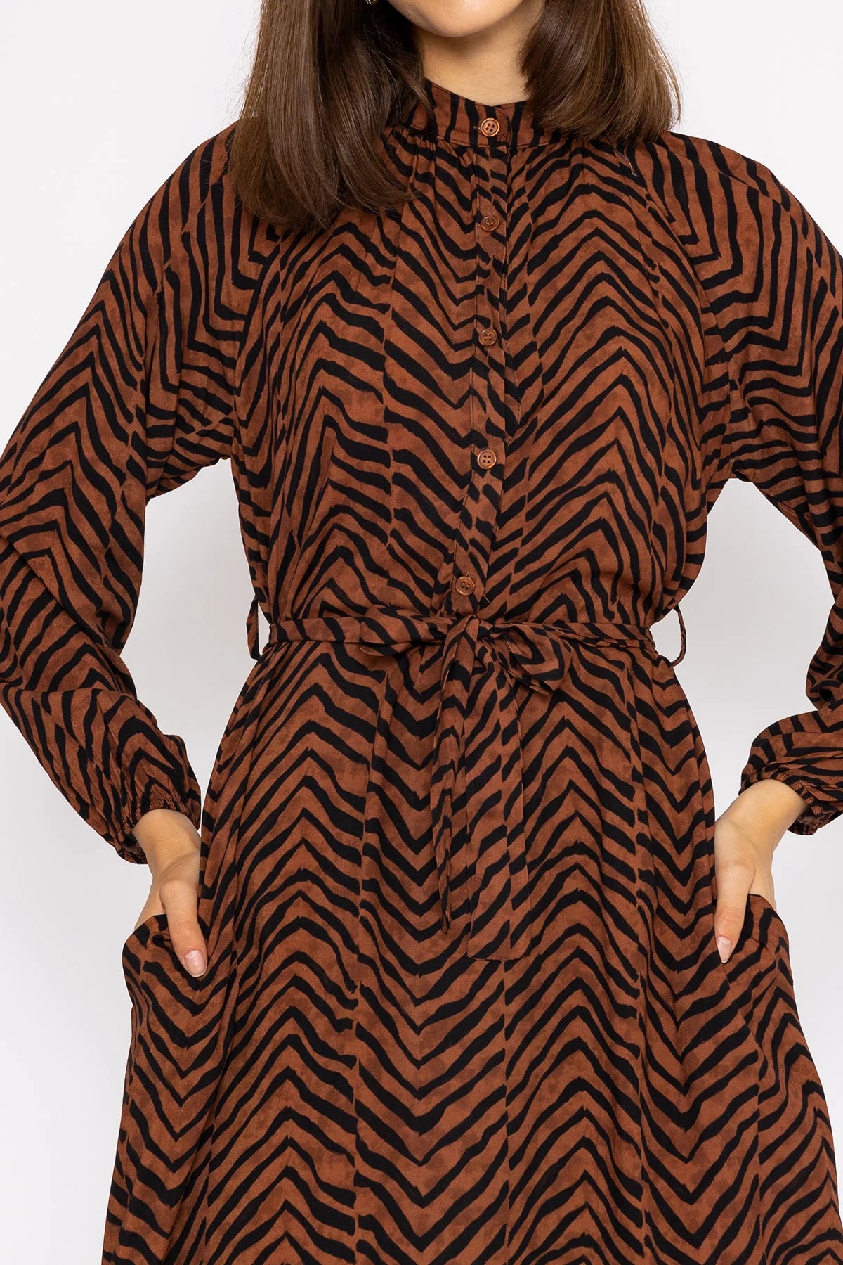 Viscose Dress In Brown Animal Print 4 Viscose Dress In Brown Animal Print - Image 2