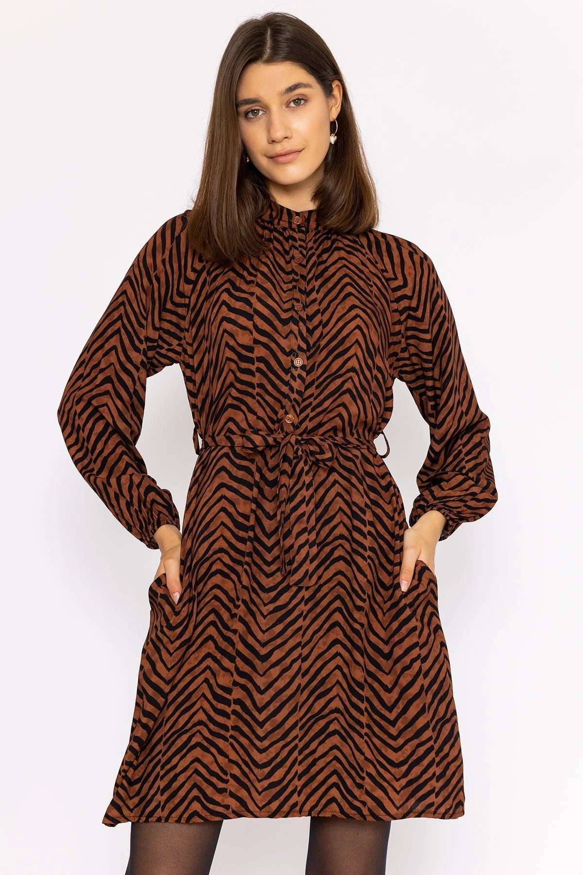 Viscose Dress In Brown Animal Print 3 Viscose Dress In Brown Animal Print