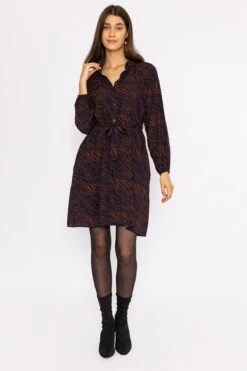 Viscose Dress In Navy Animal Print -Moda Ulla Shop carraig donn viscose dress in navy animal print 601460