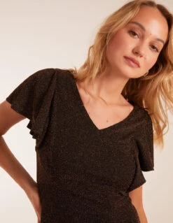 Lurex Flutter Sleeve Mini Dress -Moda Ulla Shop s231262 bronze 38664 fc6219b0 bb96 44bc bd44 b45b68cc6925