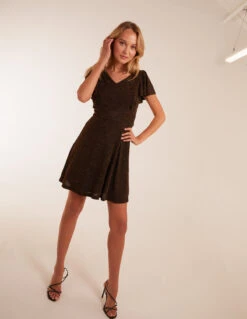 Lurex Flutter Sleeve Mini Dress -Moda Ulla Shop s231262 bronze 38689 bff82f9f bedc 4f08 bdbd 372ce45d4b43