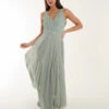 Embellished V-Neck Maxi Dress -Moda Ulla Shop ss24101 sage 18528